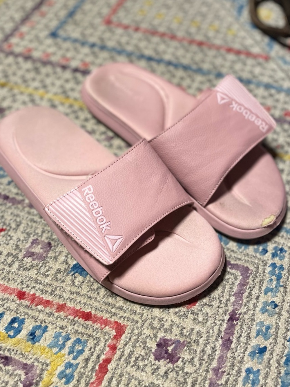 Reebok Women’s Blush Pink Slide Sandals with Squishy Padded Insole (Size: 9)